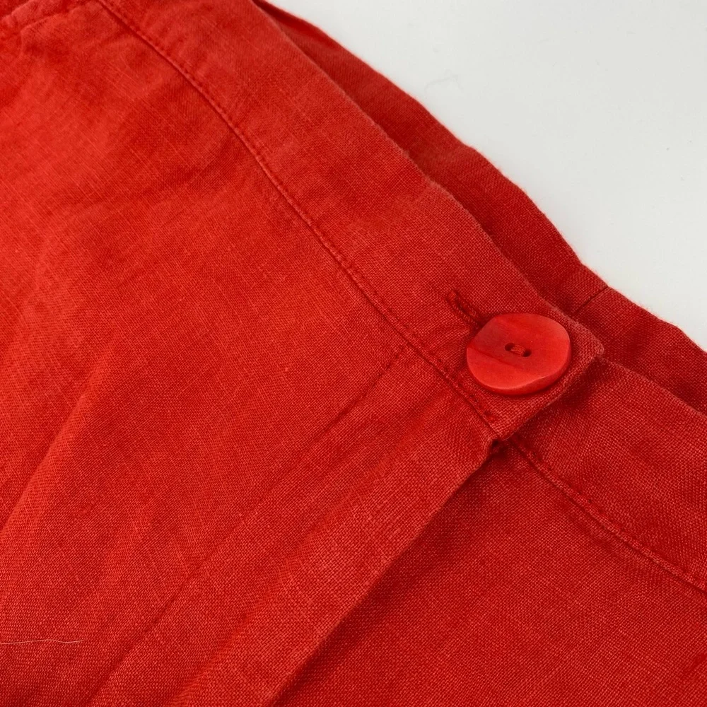 FLAX Red Linen Wide Leg Cropped Pants Size Medium - Picture 3 of 6